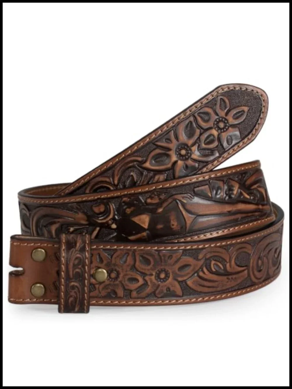 Heavy-Duty Full-Grain Cowhide Western Belt 1.5 Inch Modular Snap